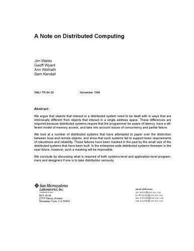 خرید و دانلود نسخه کامل کتاب A Note on Distributed Computing فایل مجازی و دانلودی