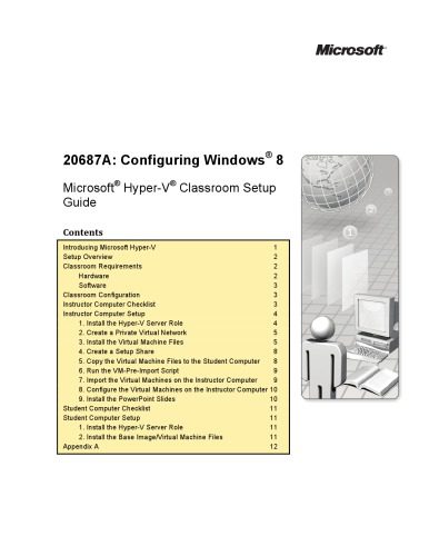 خرید و دانلود نسخه کامل کتاب 20687A Configuring Windows 8  Microsoft Hyper-V Classroom Setup Guide فایل مجازی و دانلودی