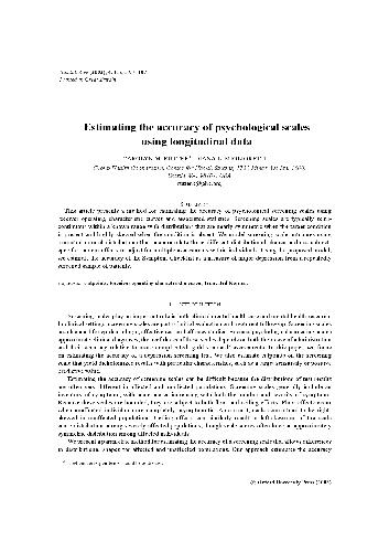 خرید و دانلود نسخه کامل کتاب Estimating the accuracy of psychological scales using longitudinal data فایل مجازی و دانلود