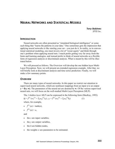 خرید و دانلود نسخه کامل کتاب Neural Networks and Statistical Models فایل مجازی و دانلودی
