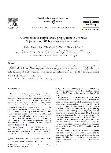 خرید و دانلود نسخه کامل کتاب A simulation of fatigue crack propagation in a welded T-joint using 3D boundary element met