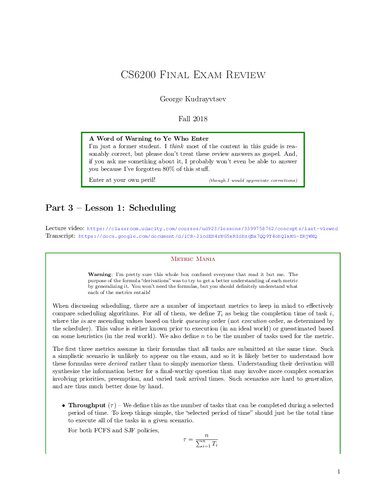 خرید و دانلود نسخه کامل کتاب Graduate Introduction to Operating Systems (CS 6200): Final Exam Review Notes فایل مجازی و