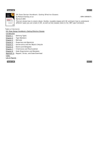 خرید و دانلود نسخه کامل کتاب C# Class Design Handbook: Coding Effective Classes فایل مجازی و دانلودی