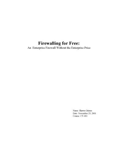 خرید و دانلود نسخه کامل کتاب Firewalling for Free: An Enterprise Firewall Without the Enterprise Price فایل مجازی و دانل
