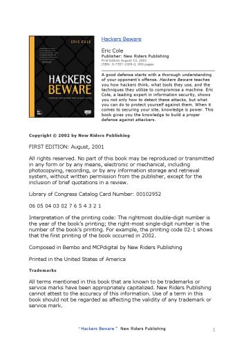 خرید و دانلود نسخه کامل کتاب Hackers Beware فایل مجازی و دانلودی