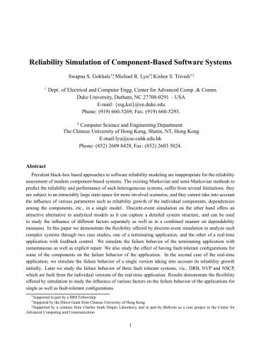 خرید و دانلود نسخه کامل کتاب Reliability Simulation of Component-Based Software Systems فایل مجازی و دانلودی