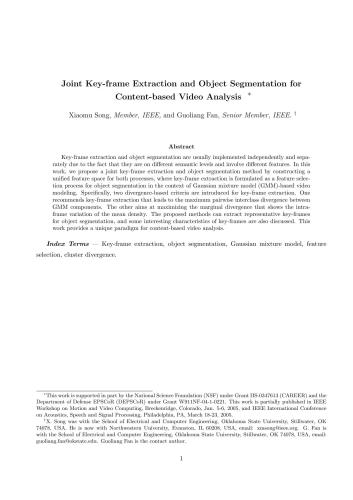 خرید و دانلود نسخه کامل کتاب Joint Key-frame Extraction and Object Segmentation for Content-based Video Analysis فایل مج