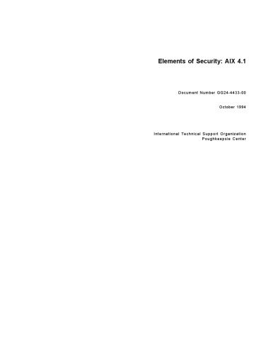 خرید و دانلود نسخه کامل کتاب Elements of Security: AIX 4.1 فایل مجازی و دانلودی