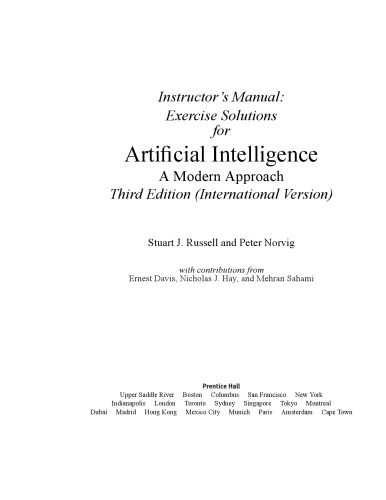 خرید و دانلود نسخه کامل کتاب Instructor’s Manual: Exercise Solutions for Artificial Intelligence A Modern Approach – Thi