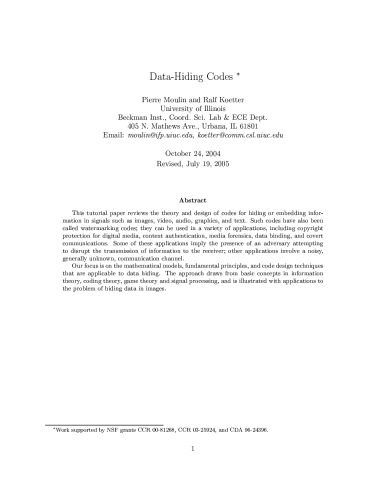 خرید و دانلود نسخه کامل کتاب Data-Hiding Codes فایل مجازی و دانلودی