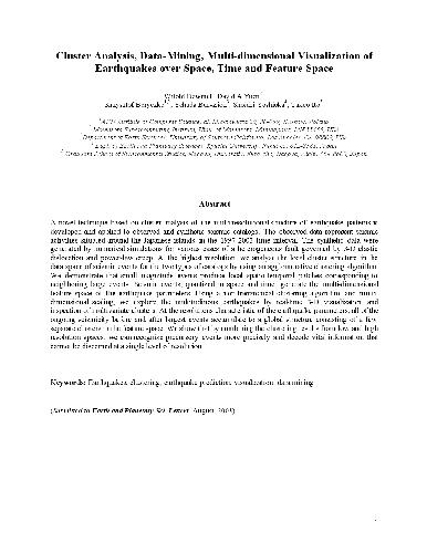 خرید و دانلود نسخه کامل کتاب Cluster Analysis  Data-Mining  Multi-dimensional Visualization of Earthquakes over Space  T