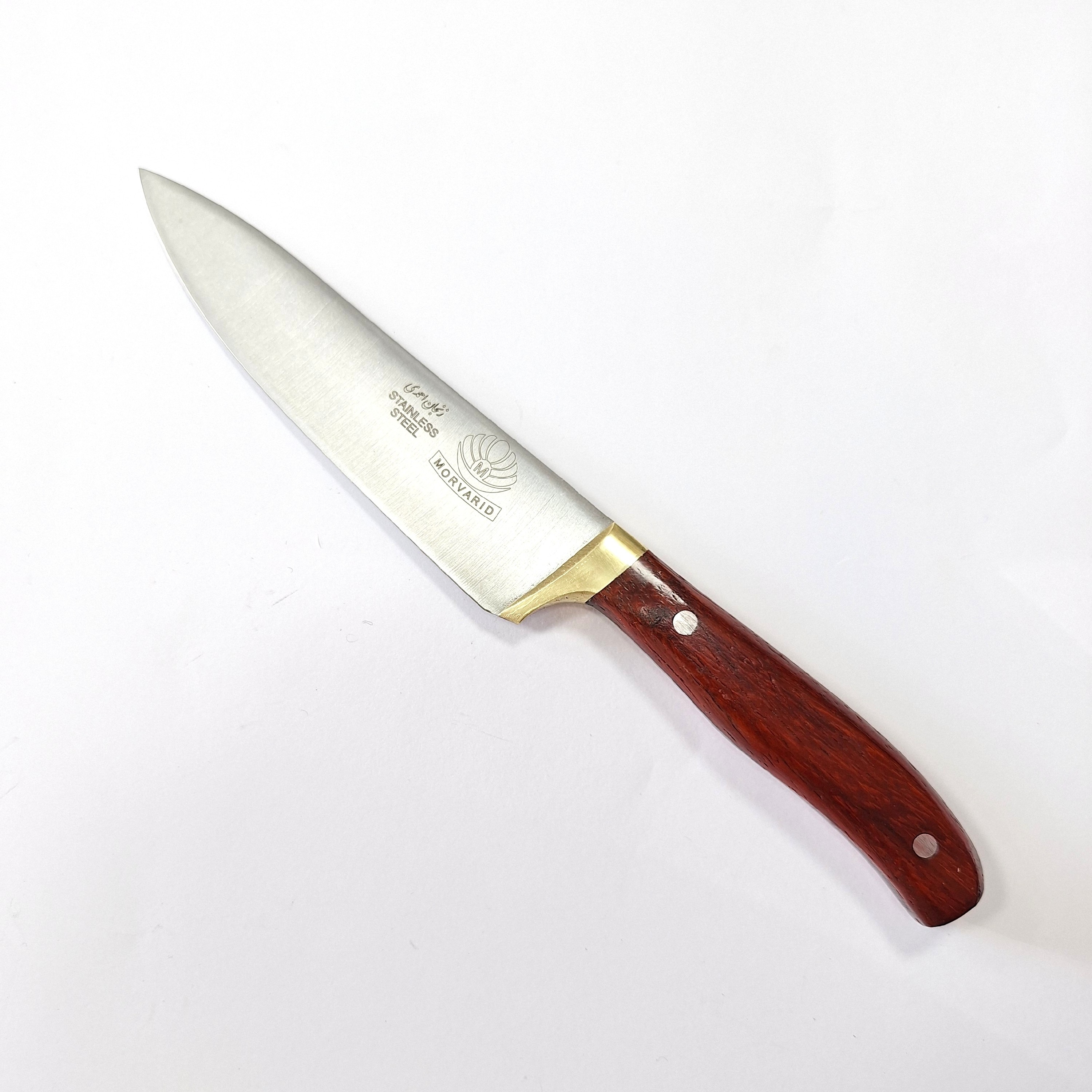 چاقو آشپزخانه مدل راسته ای قصابی تیغه استیل فولاد ضدزنگ دسته چوب پادوک سایز سه
