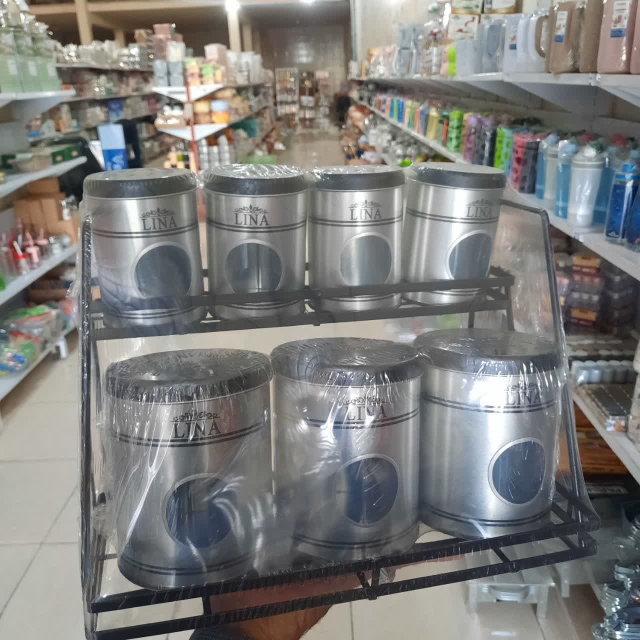 جا ادویه و حبوبات پنجره دار فلزی استند دار
