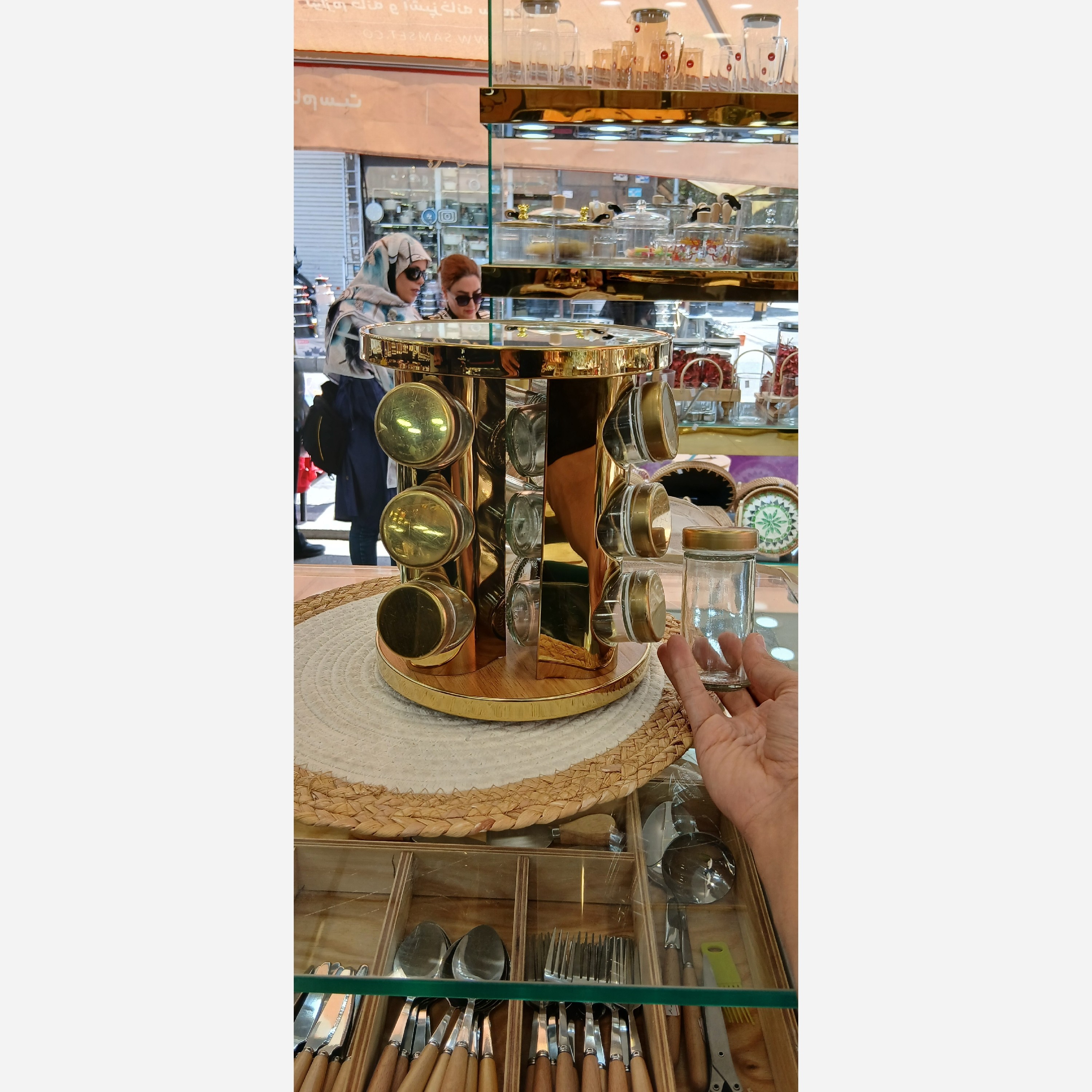 استند ادویه چرخشی استیل طلایی(12عددی)