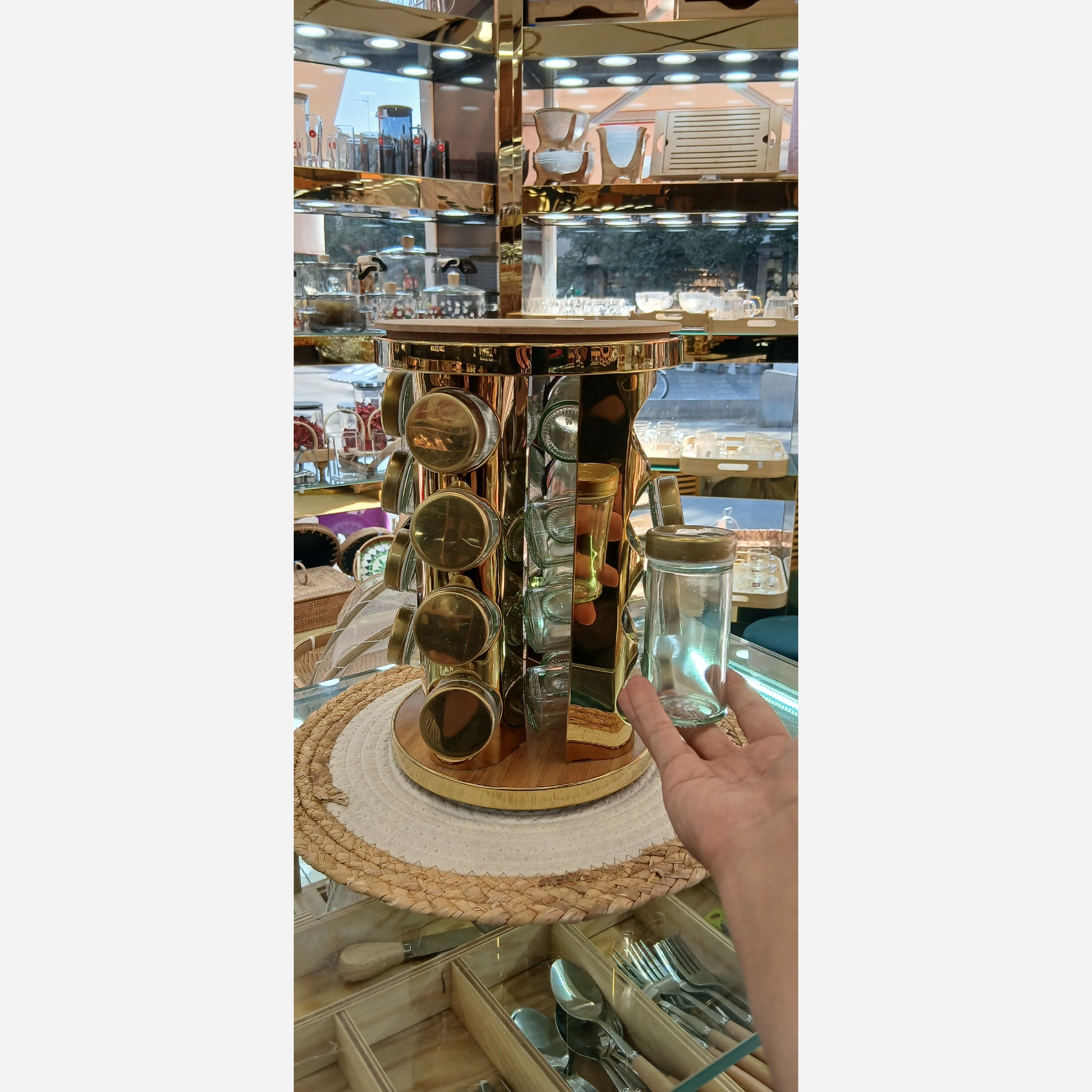 استند ادویه چرخشی چوب استیل(16عددی)