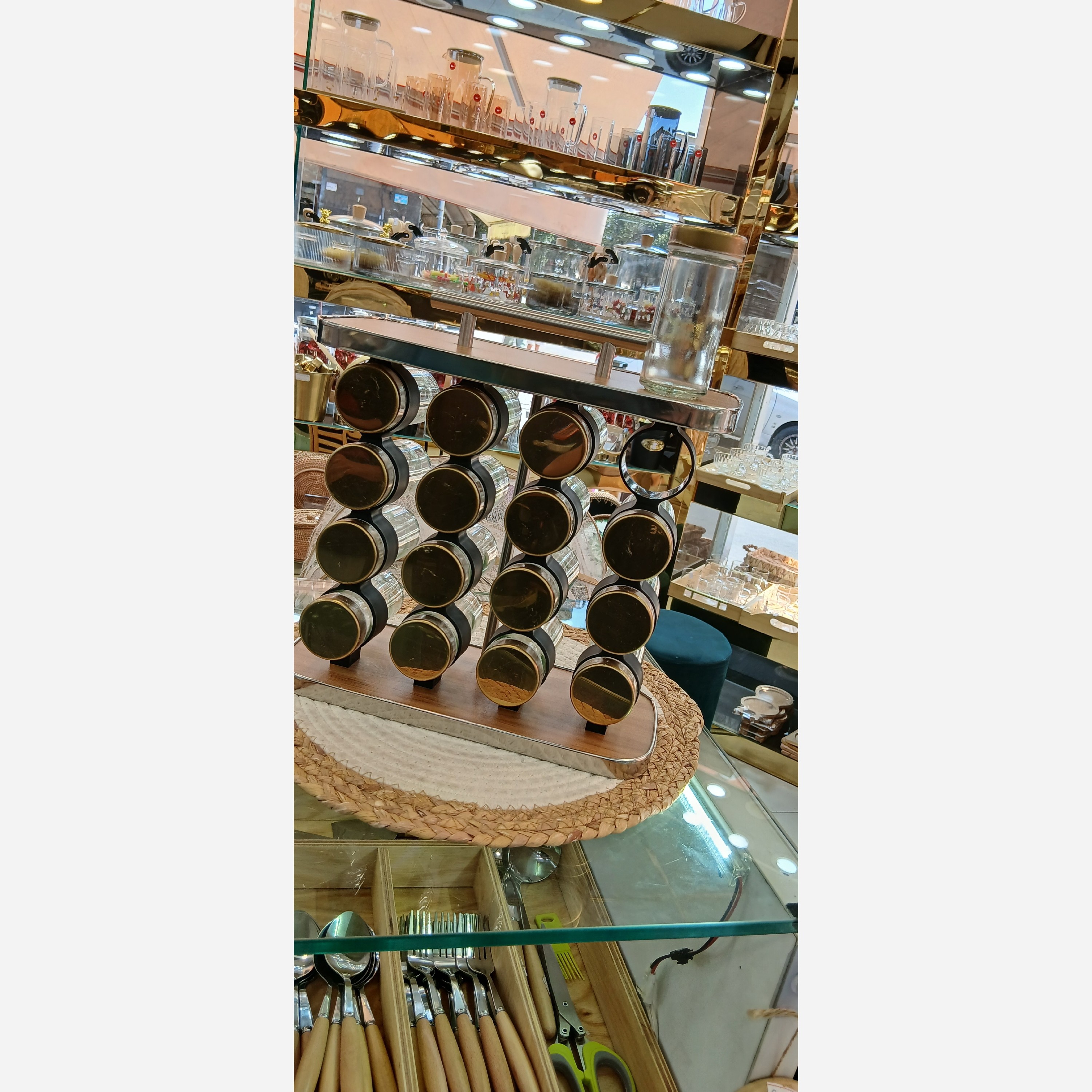 استند ادویه مستطیل ثابت چوب استیل(16عددی)