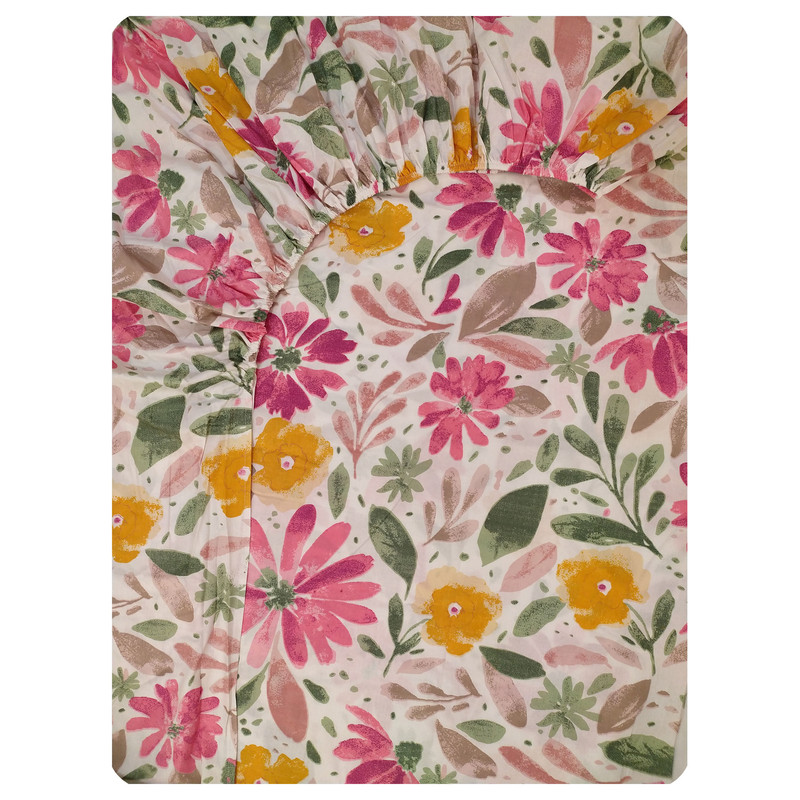 ملحفه کتان نخ پانیذ پود مدل روناک کد P120-1 دو نفره سایز 200×140 سانتیمتر