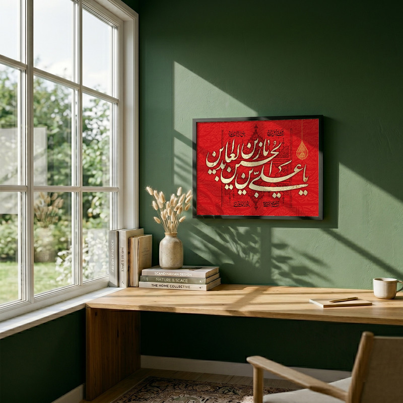 تابلو طرح یا علی بن الحسین السجاد مدل G15695 فریم مشکی