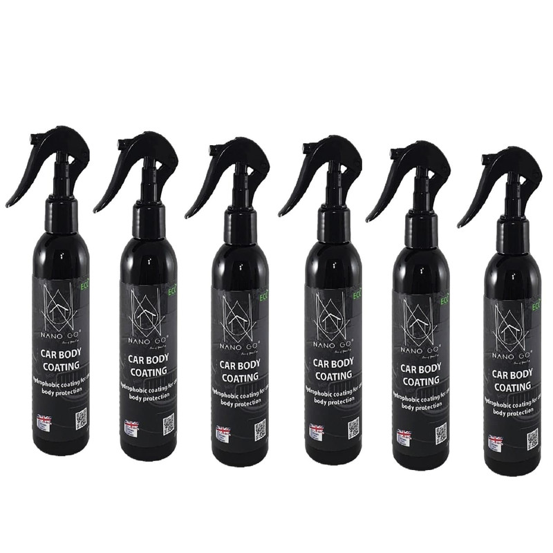 پوشش نانو سرامیک و آبگریز بدنه فوری خودرو نانو گو مدل CAR BODY COATING حجم 250 میلی لیتر بسته 6 عددی