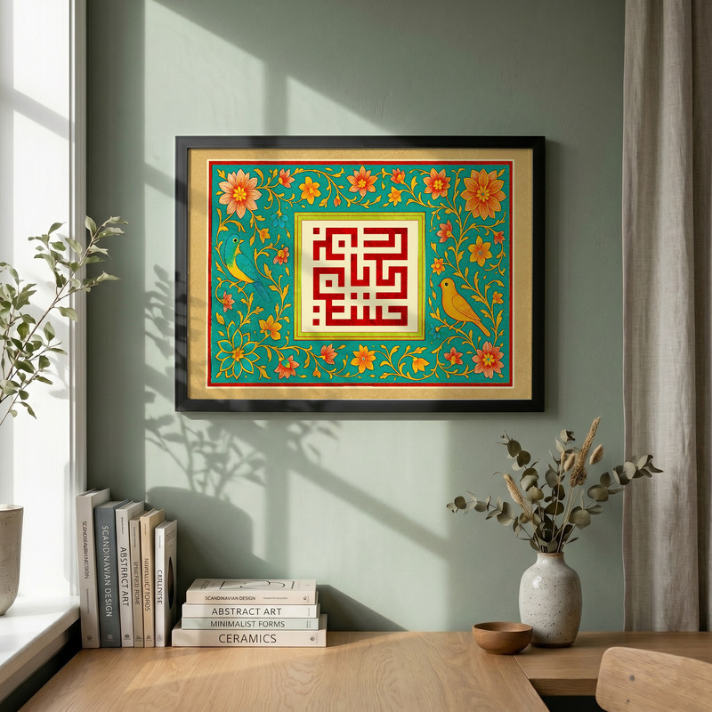 تابلو طرح یا حسین ع مدل G15557 فریم مشکی