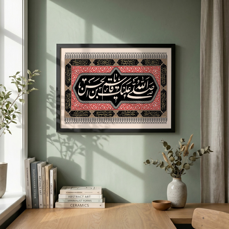 تابلو طرح صلی الله علیک یا قاسم بن الحسن مدل G14459 فریم مشکی
