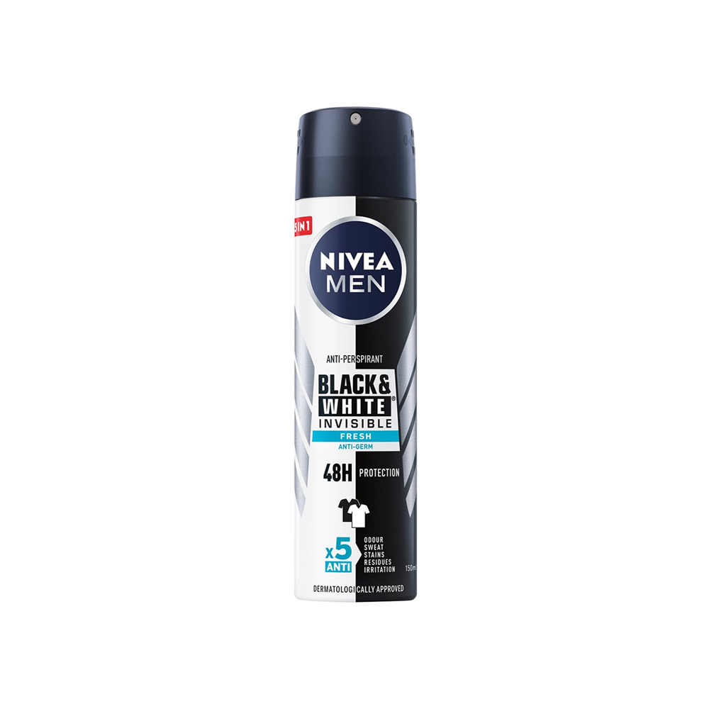 اسپری ضد تعریق 48 ساعته مردانه نیوآ سری BLACK 038 WHITE مدل FRESH ANTI-GERM حجم 150 میل