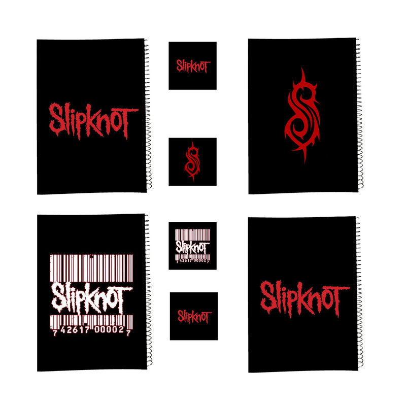 دفتر مشق 100 برگ طرح slipknot کد 1 به همراه برچسب مجموعه 8 عددی