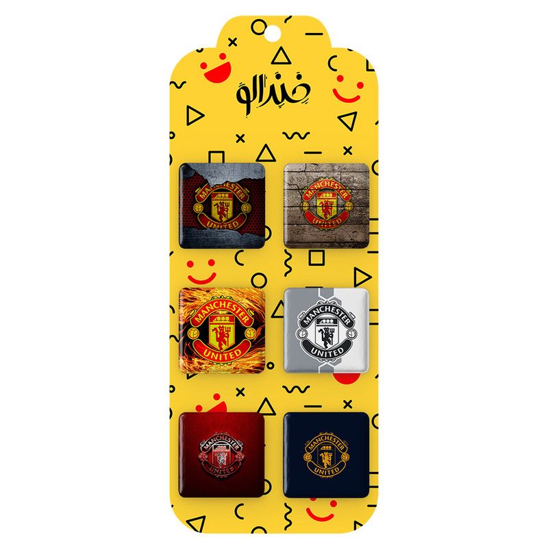مگنت خندالو طرح باشگاه منچستر یونایتد Manchester United کد 1708A مجموعه 6 عددی ارسال فوری