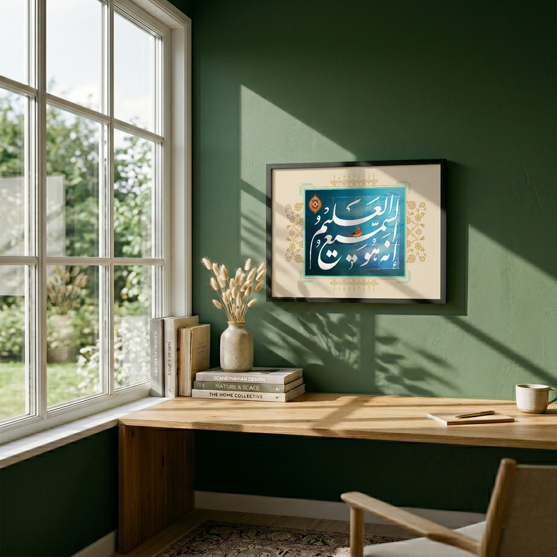 تابلو طرح قرآنی انه هو السمیع العلیم مدل G14646 فریم مشکی