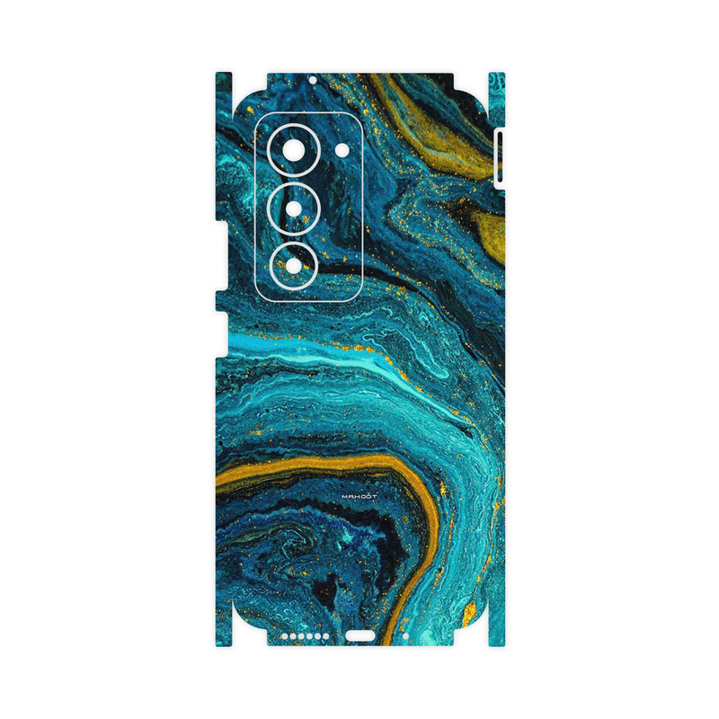 برچسب پوششی ماهوت مدل Turquoise marblewith golden streaks-FullSkin مناسب برای گوشی موبایل شیائومی Redmi 15 4G – با ب…