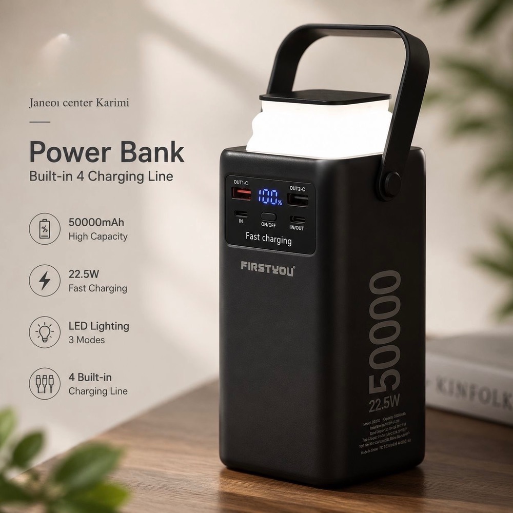 پاوربانک 50000 میلیآمپر ساعت FIRSTYOU مدل Built-in 4 Charging Line