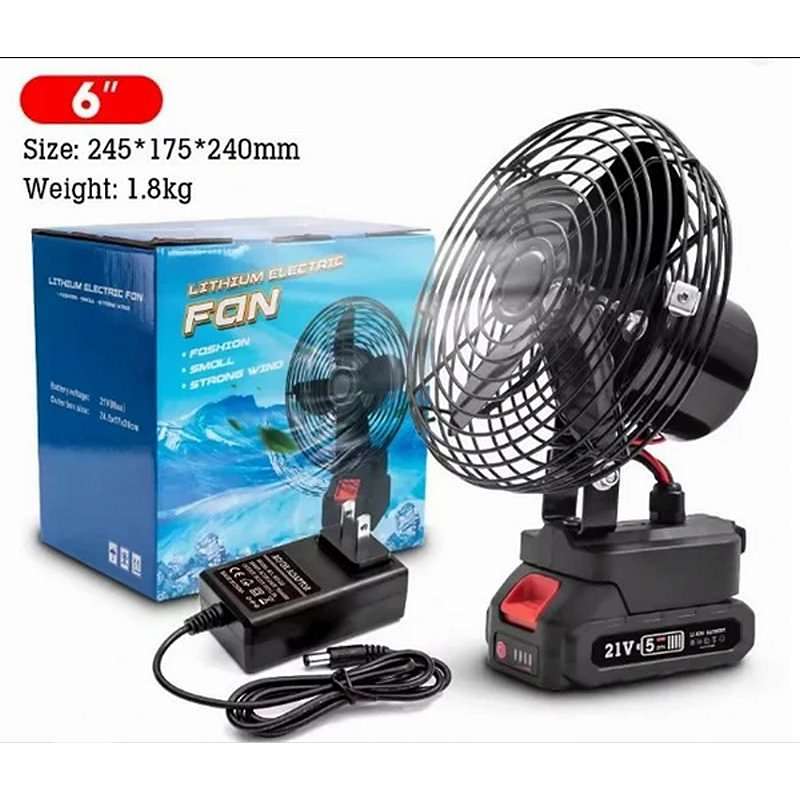 پنکه شارژی 48ولت توری فلزی مدل FAN LITHIUM 3PIN باتری 3 سلولی کد L327 (پس کرایه)