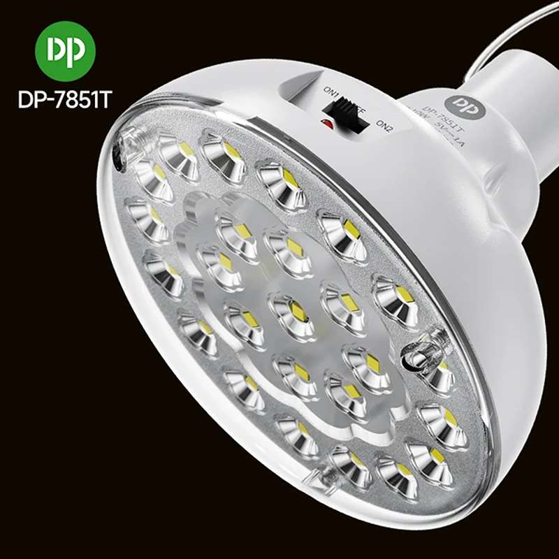 چراغ شارژی همراه با پنل خورشیدی مدل DP-7851T ضد اب 10W کد L839 (پس کرایه)