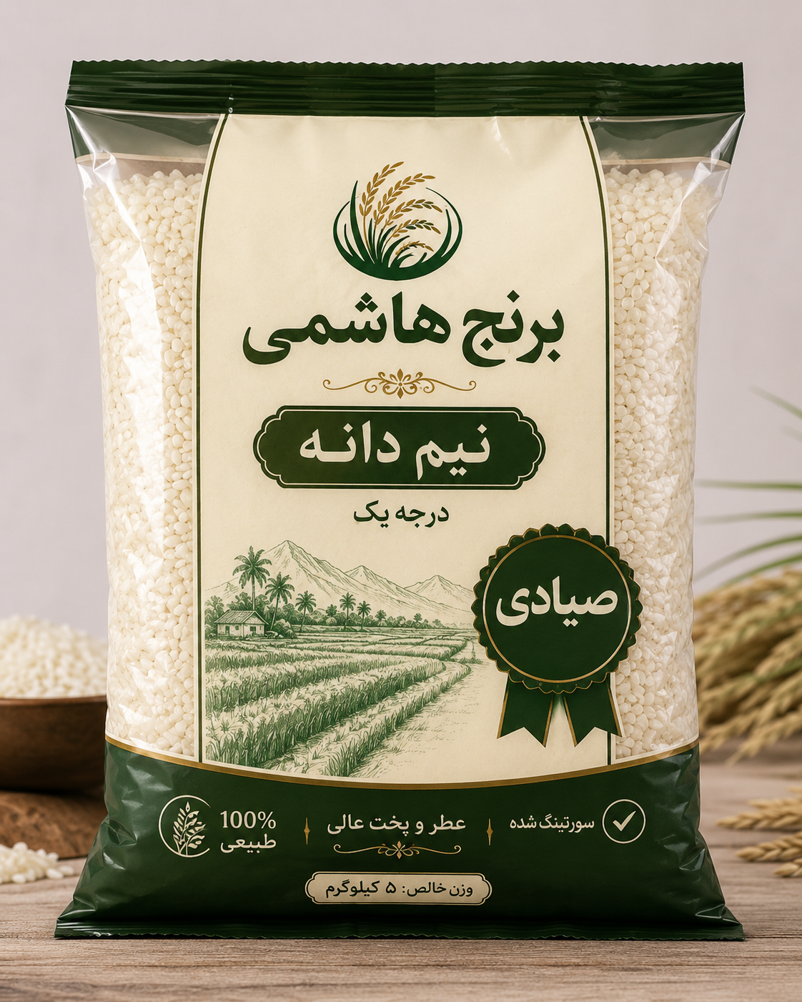 برنج نیم دانه هاشمی درجه یک