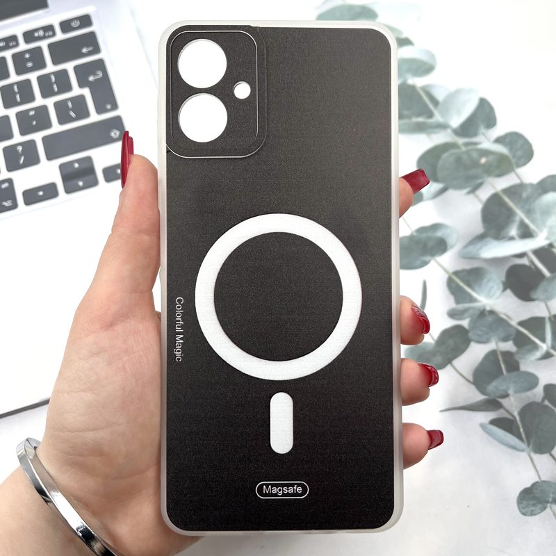قاب گوشی Galaxy A06 سامسونگ Colorfull Case سیلیکونی طرح مگ سیف Magsafe محافظ لنز دار مشکی کد 177939