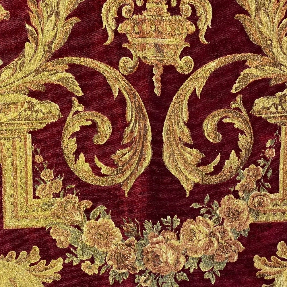 پرده دستک آماده زرشکی طلائی