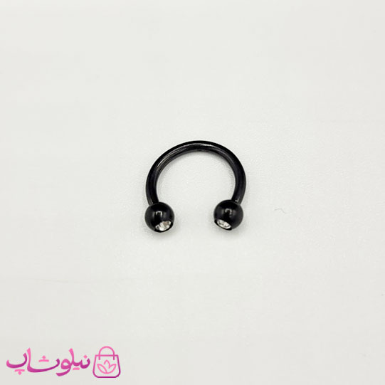 پیرسینگ بینی سپتوم مدل مشکی نگین سفید کد 52