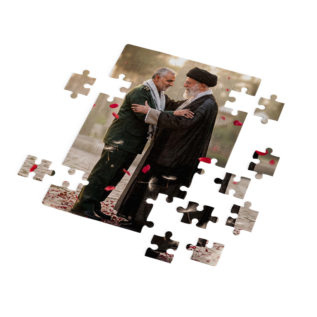 پازل چوبی رهبر شهید و شهید سردار قاسم سلیمانی کد PZ801