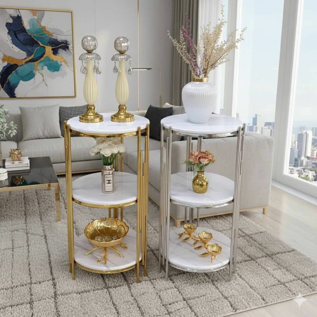 میز کنار سالنی سه طبقه