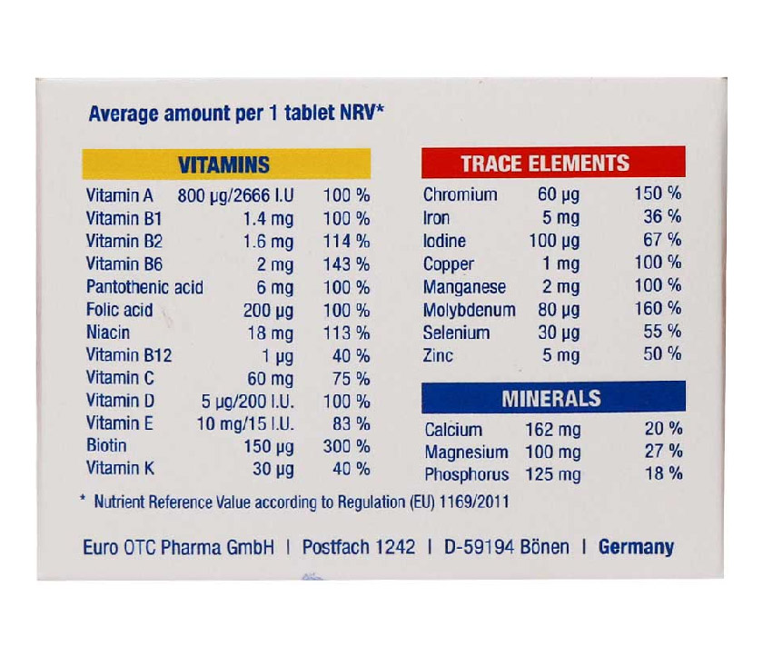 مولتی ویتامین کامپلت یوروویتال 100 عددی-Eurho Vital Multivitamin Complets
