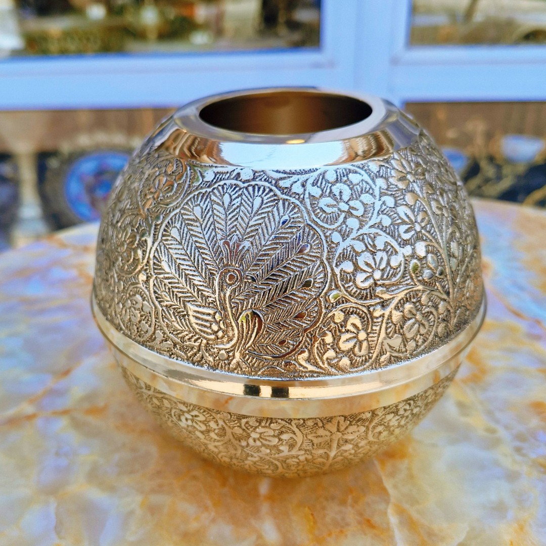 جا دستمال کاغذی برنز هندی طرح طاووس
