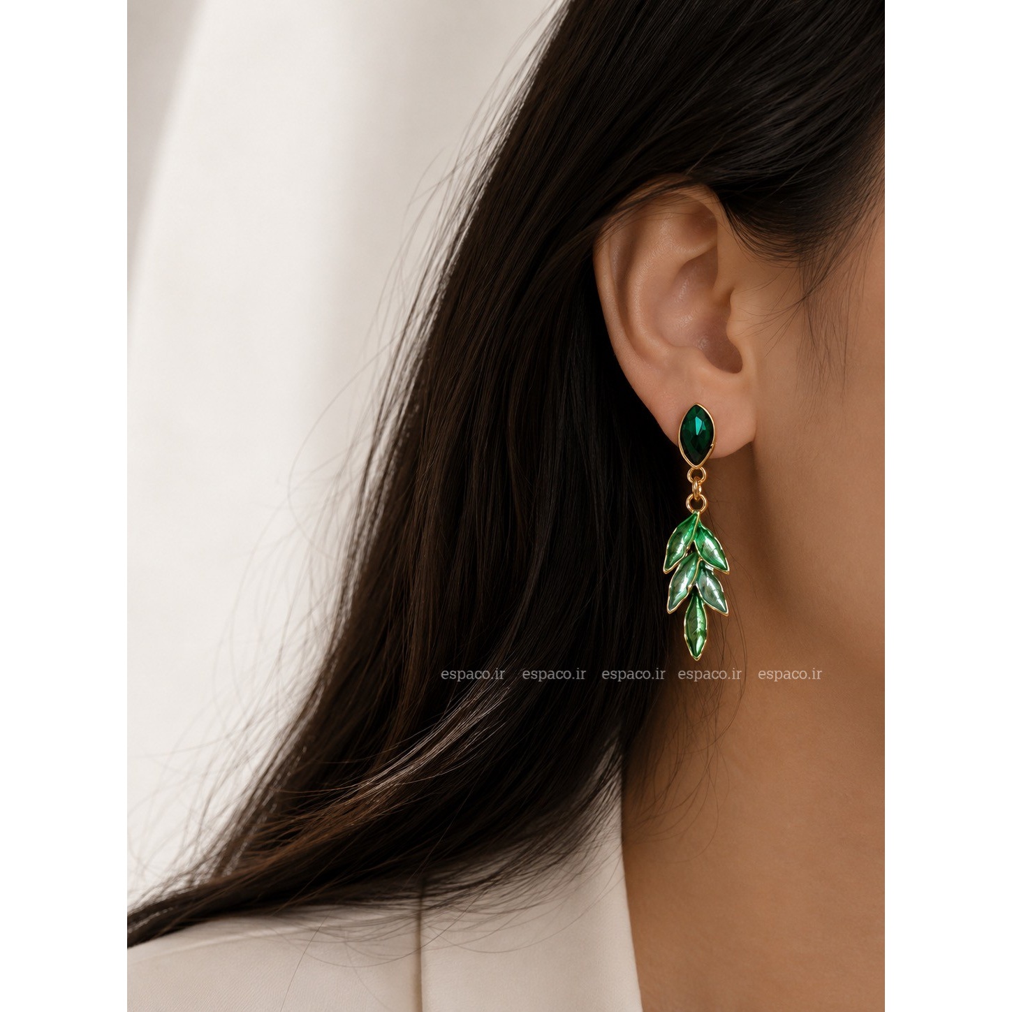 گوشواره جواهری سبز کد A868