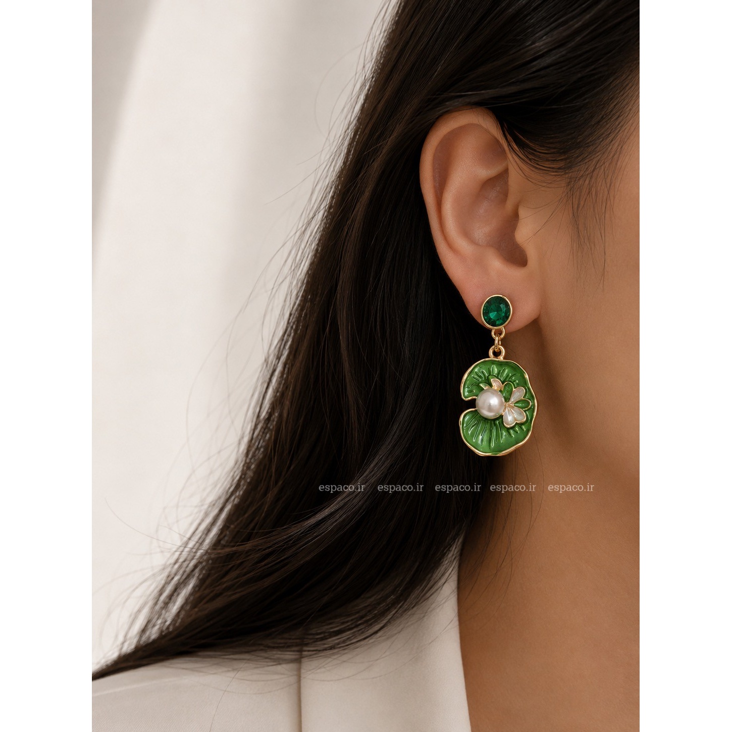 گوشواره جواهری سبز کد A872
