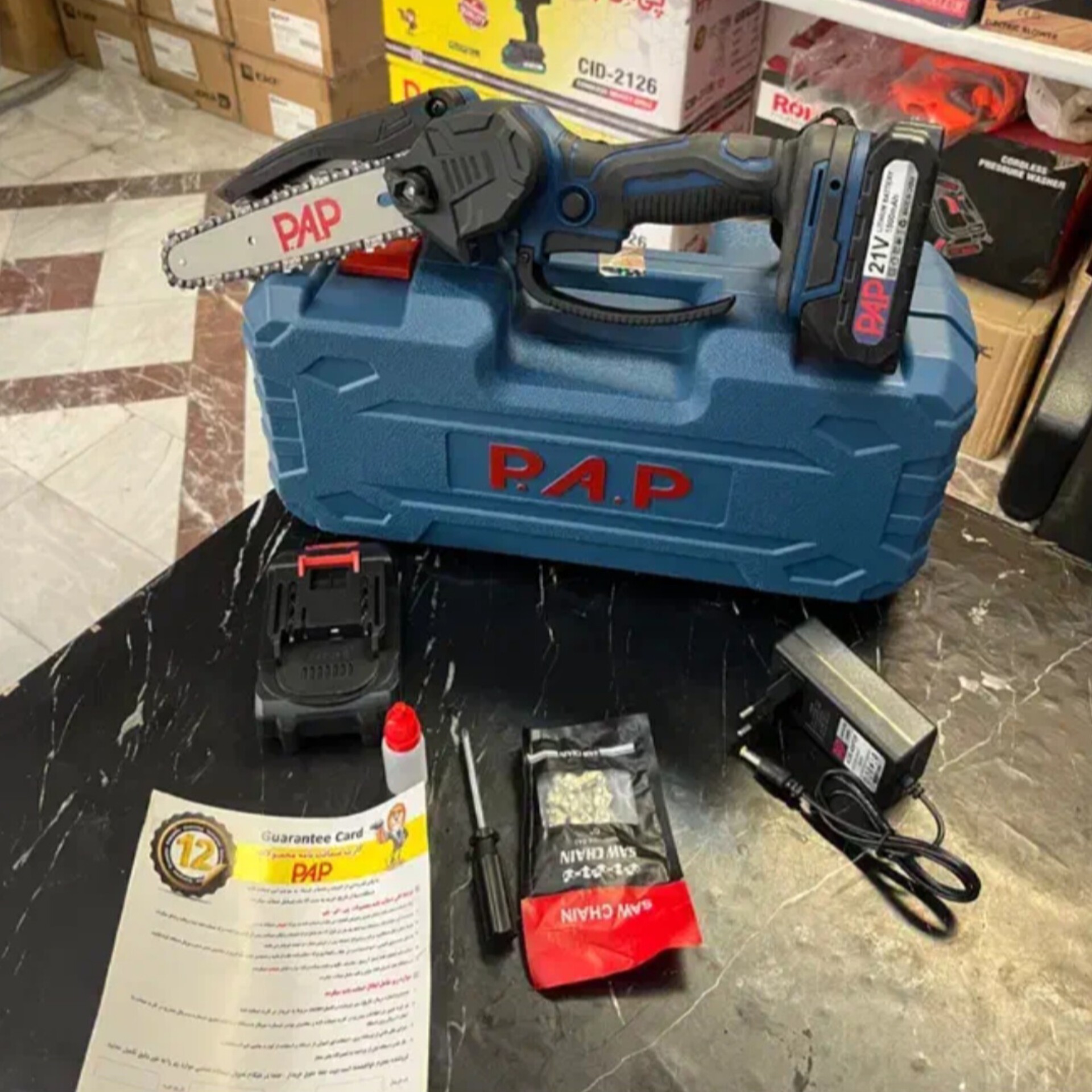 اره زنجیری شارژی 21 ولت پی ای پی مدل PAP-CCS-2140