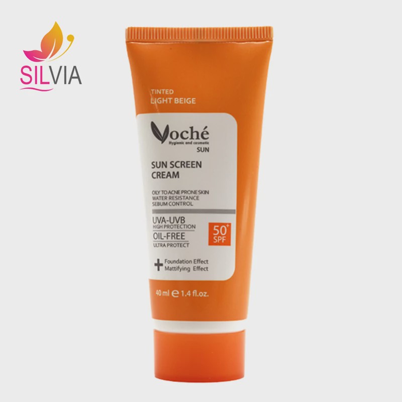 کرم ضد آفتاب بژ روشن پوست چرب و مستعد آکنه SPF50 وچه 40 میل