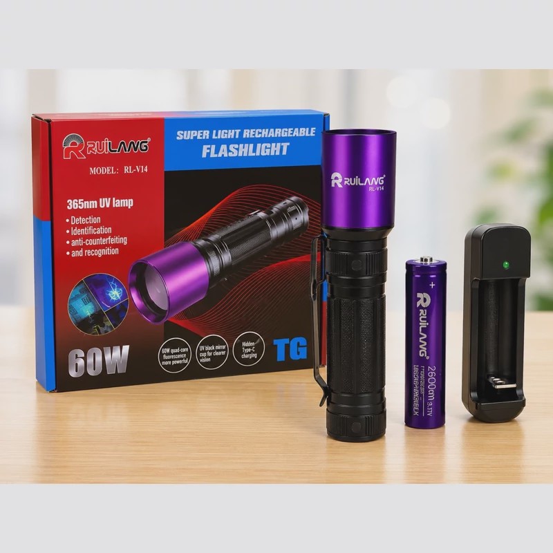 چراغ قوه UV 365nm حرفه ای تشخیص رنگ خودرو،عقرب،اسکناس،نشتی، مواد فلورسنت