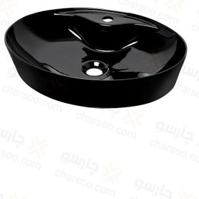 روشویی روکابینتی مشکی براق گاتریا مدل هما بیضی