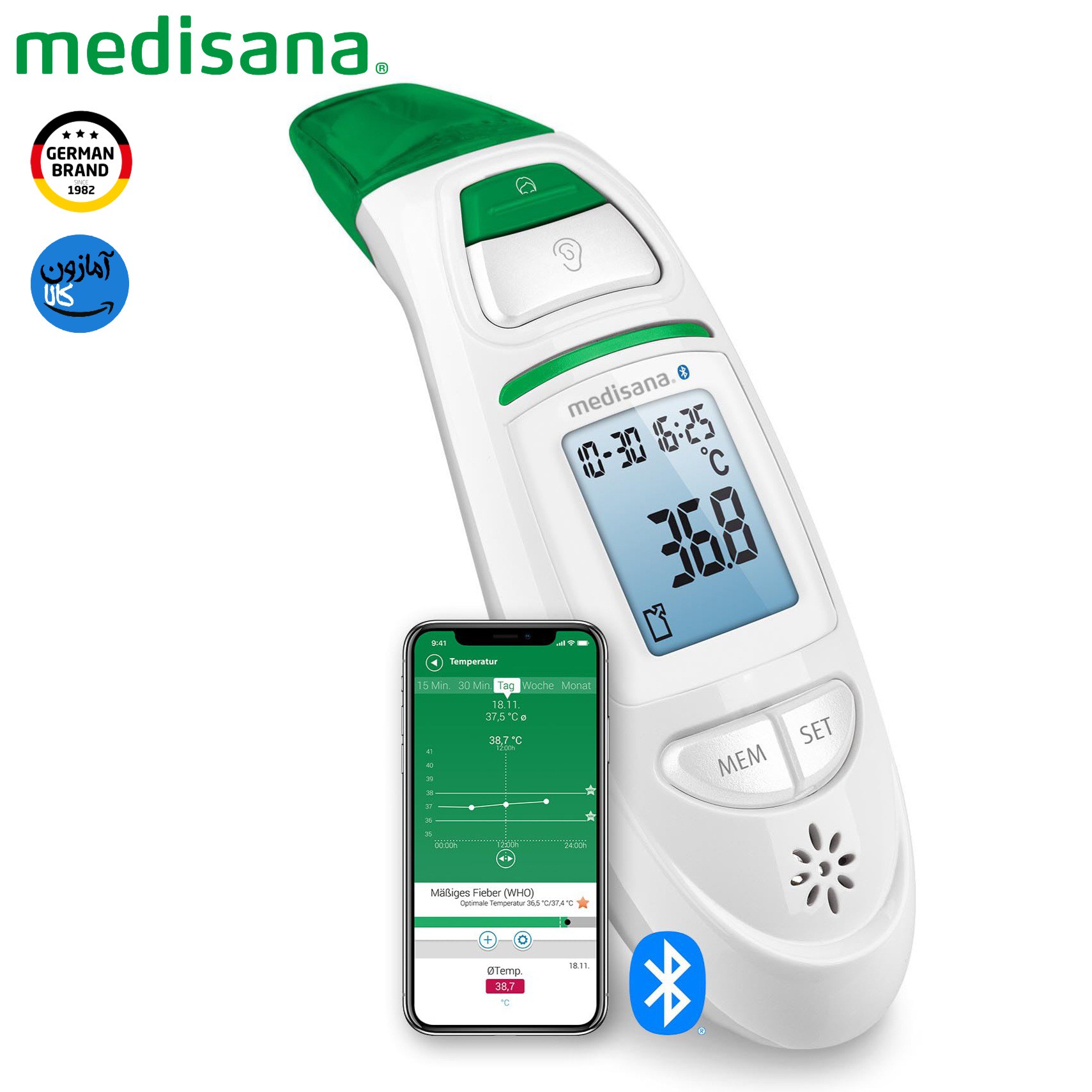 دماسنج پزشکی هوشمند دیجیتال 6 کاره مدیسانا آلمان مدل TM 750 Connect