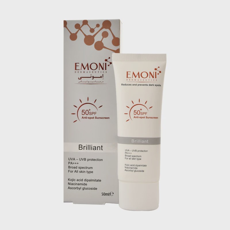 کرم ضد آفتاب بدون رنگ امونی spf50 مدل burilliant مناسب انواع پوست