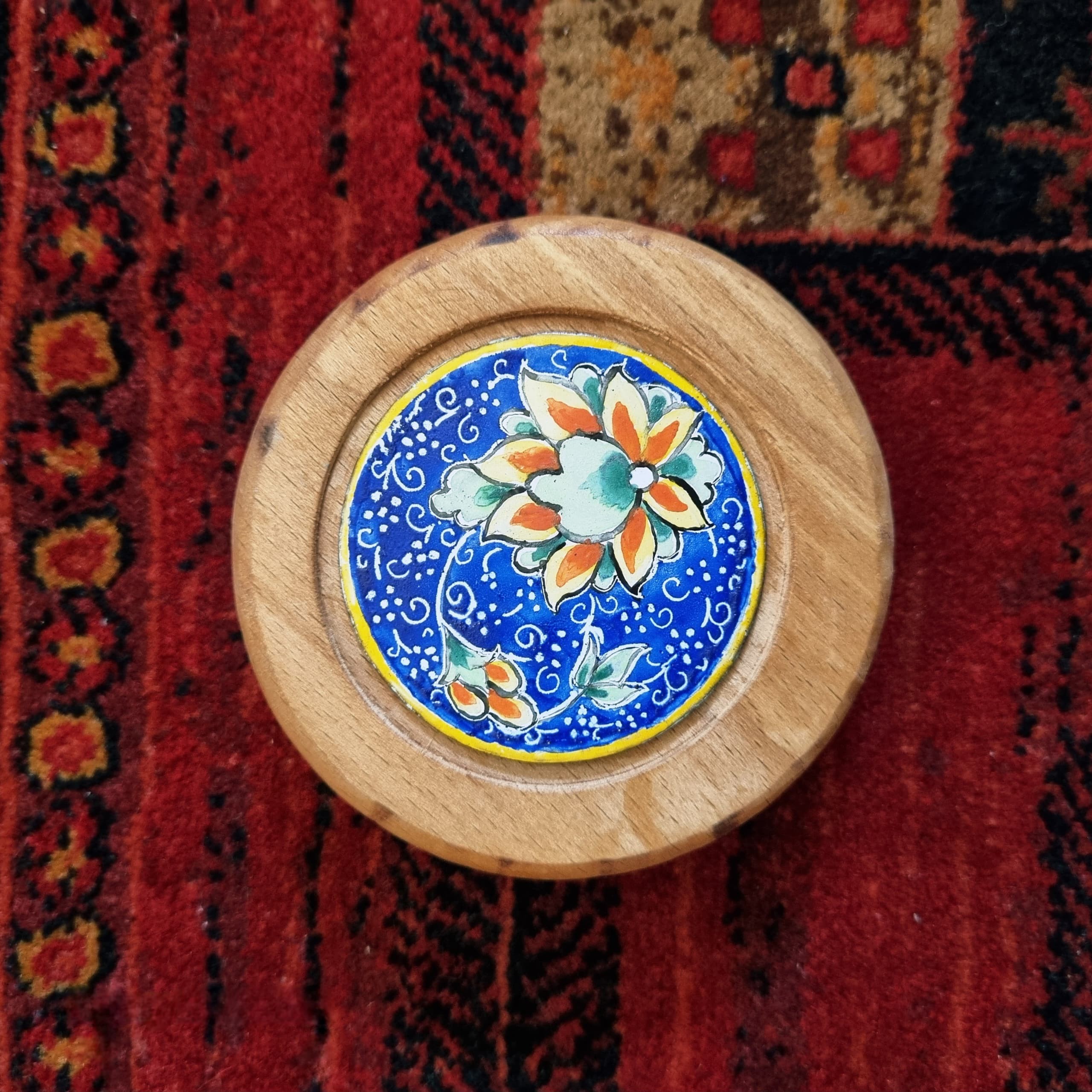 آینه جیبی میناکاری چوبی